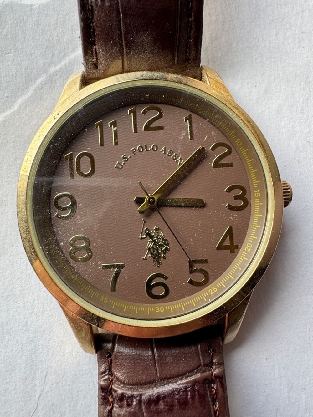 U.S. Polo Assn. Gold-Tone Case Brown Dial Watch